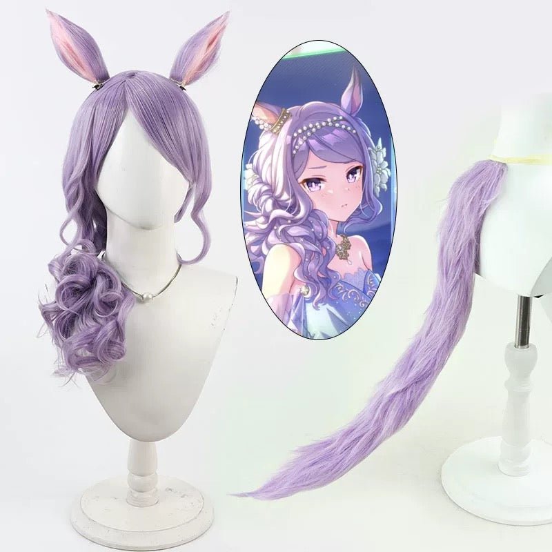 L - email Wig Umamusume: Pretty Derby Mejiro McQueen Purple Curly 50cm Cosplay Wig - lemailwigs
