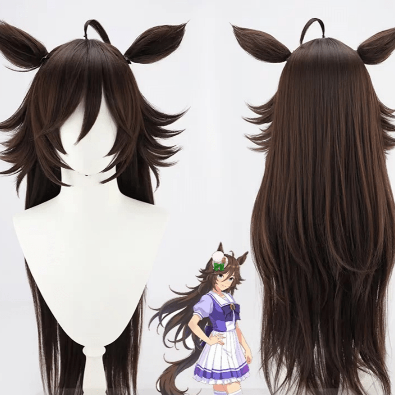L - email Wig Umamusume: Pretty Derby Mr. C.B. Brown 85cm Ears And Tail Halloween Cosplay Wig - lemailwigs