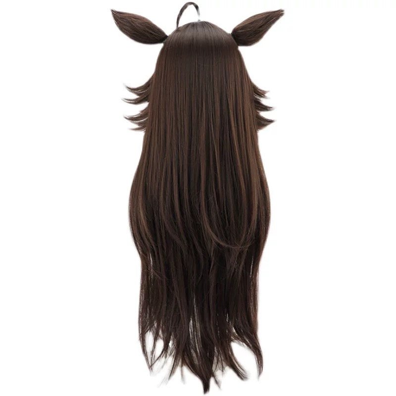 L - email Wig Umamusume: Pretty Derby Mr. C.B. Brown 85cm Ears And Tail Halloween Cosplay Wig - lemailwigs