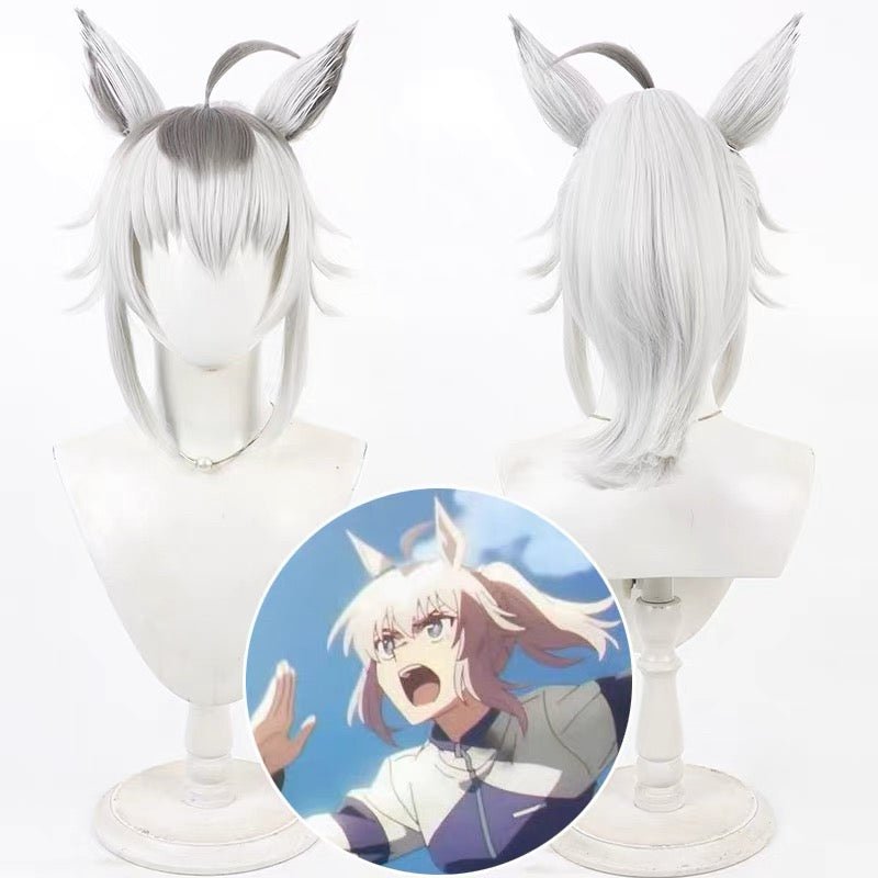 L - email Wig Umamusume: Pretty Derby Oguri Cap 45cm Ears And Tail Halloween Cosplay Wig - lemailwigs
