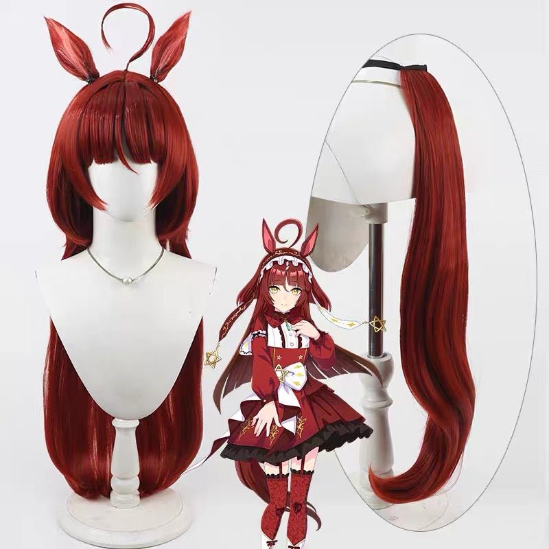 L - email Wig Umamusume: Pretty Derby Red Desire Ears And Tail Cosplay Wig - lemailwigs
