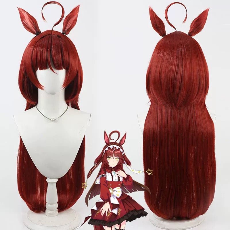 L - email Wig Umamusume: Pretty Derby Red Desire Ears And Tail Cosplay Wig - lemailwigs