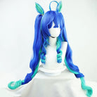 L - email Wig Umamusume: Pretty Derby Twin Turbo Blue - green Halloween Cosplay Wig - lemailwigs