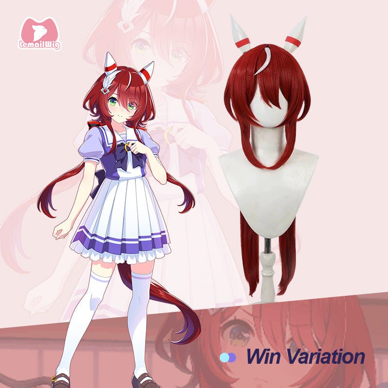 L - email Wig Umamusume: Pretty Derby Win Variation Red 80cm Halloween Cosplay Wig - lemailwigs