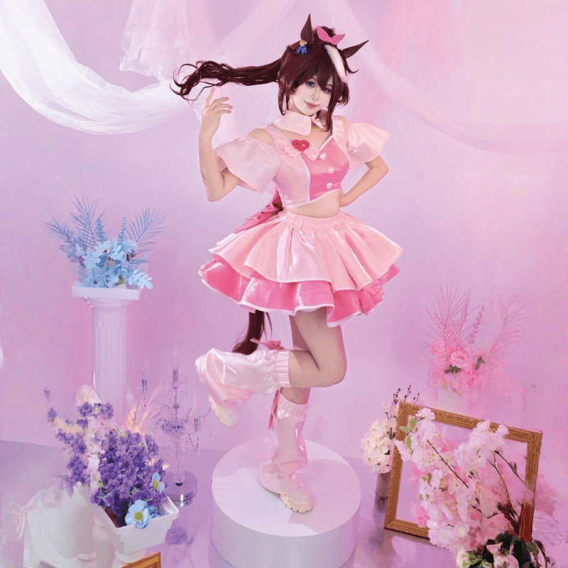 L-email Wig Umamusume:Pretty Derby 4.5th Anniversary Still in Love Performance Pink Cosplay Costume - lemailwigs