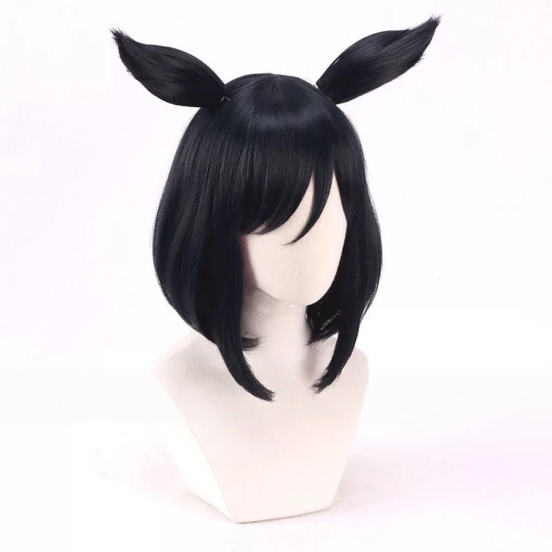 L - email Wig Umamusume:Pretty Derby Eishin Flash Black Blue 30cm Cosplay Wig - lemailwigs