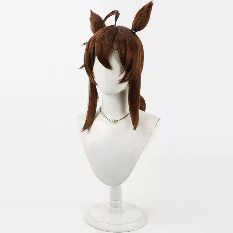 L - email Wig Umamusume:Pretty Derby Nakayama Festa Brown Cosplay Wig Tail - lemailwigs
