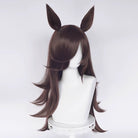 L - email Wig Umamusume:Pretty Derby Rice Shower Brown 75cm Cosplay Wig And Tail Ears - lemailwigs