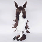 L - email Wig Umamusume:Pretty Derby Rice Shower Brown 75cm Cosplay Wig And Tail Ears - lemailwigs