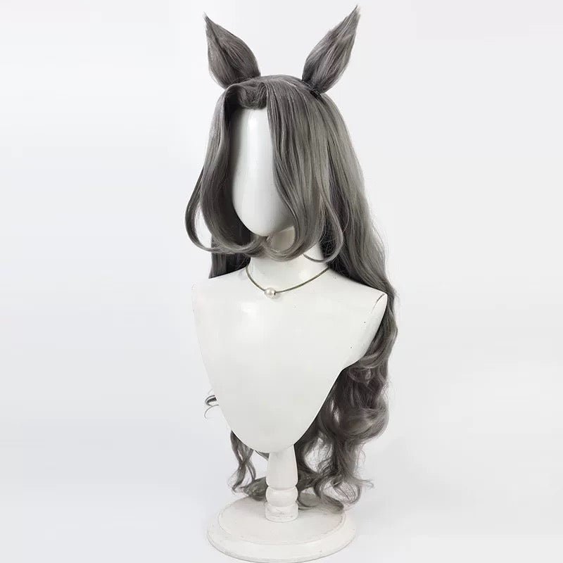 L - email Wig Umamusume:Pretty Derby Saint Lite Dark Grey Cosplay Wig Ears And Tail - lemailwigs
