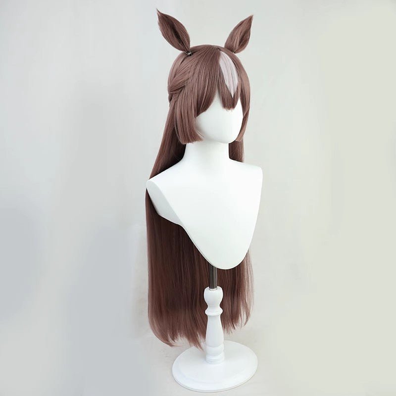 L - email Wig Umamusume:Pretty Derby Satono Diamond Brown Cosplay Wig And Tail - lemailwigs