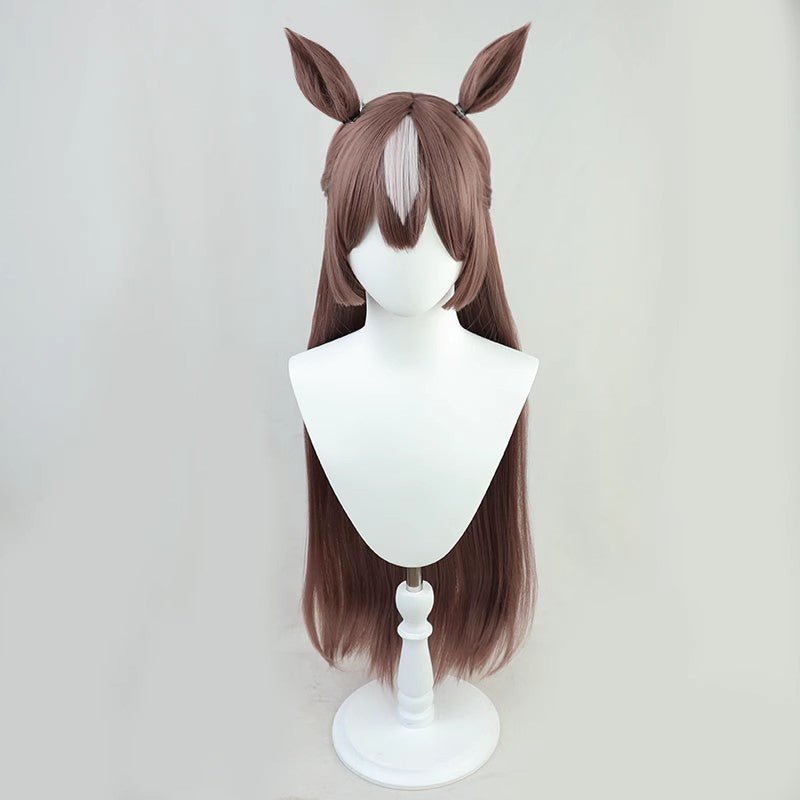 L - email Wig Umamusume:Pretty Derby Satono Diamond Brown Cosplay Wig And Tail - lemailwigs