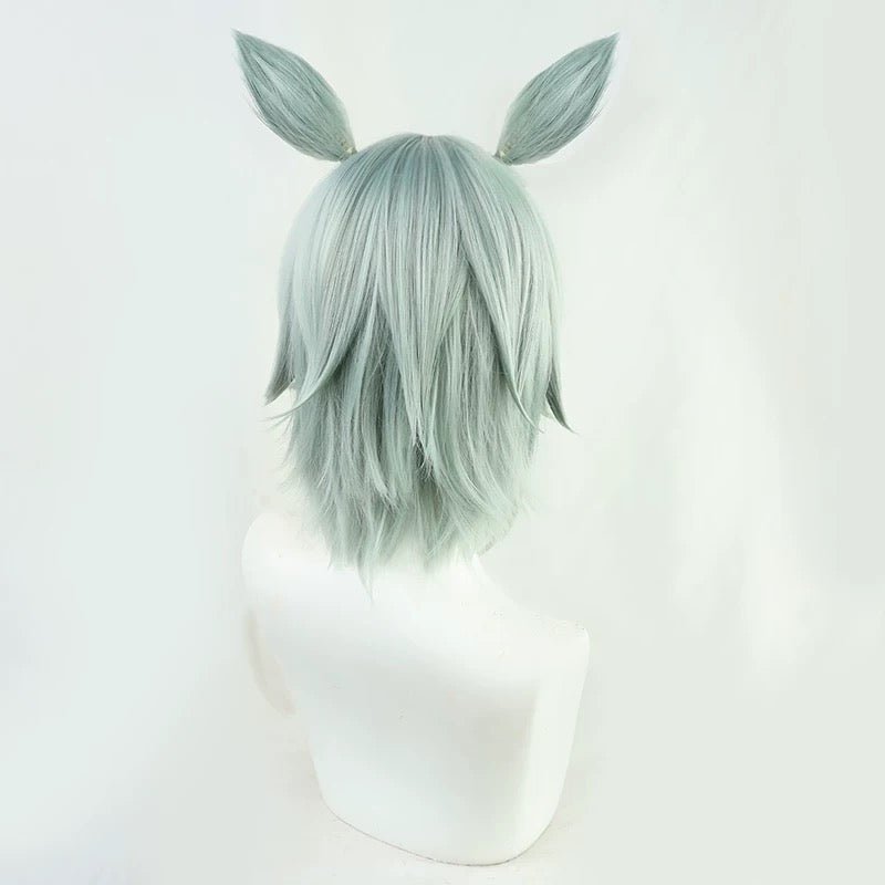 L - email Wig Umamusume:Pretty Derby Seiun Sky Light Green Cosplay Wig Ears And Tail - lemailwigs