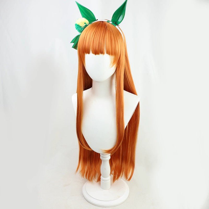 L - email Wig Umamusume:Pretty Derby Silence Suzuka Orange Cosplay Wig And Tail - lemailwigs