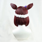 L - email Wig Umamusume:Pretty Derby Special Week Wine red Cosplay Wig And Tail - lemailwigs