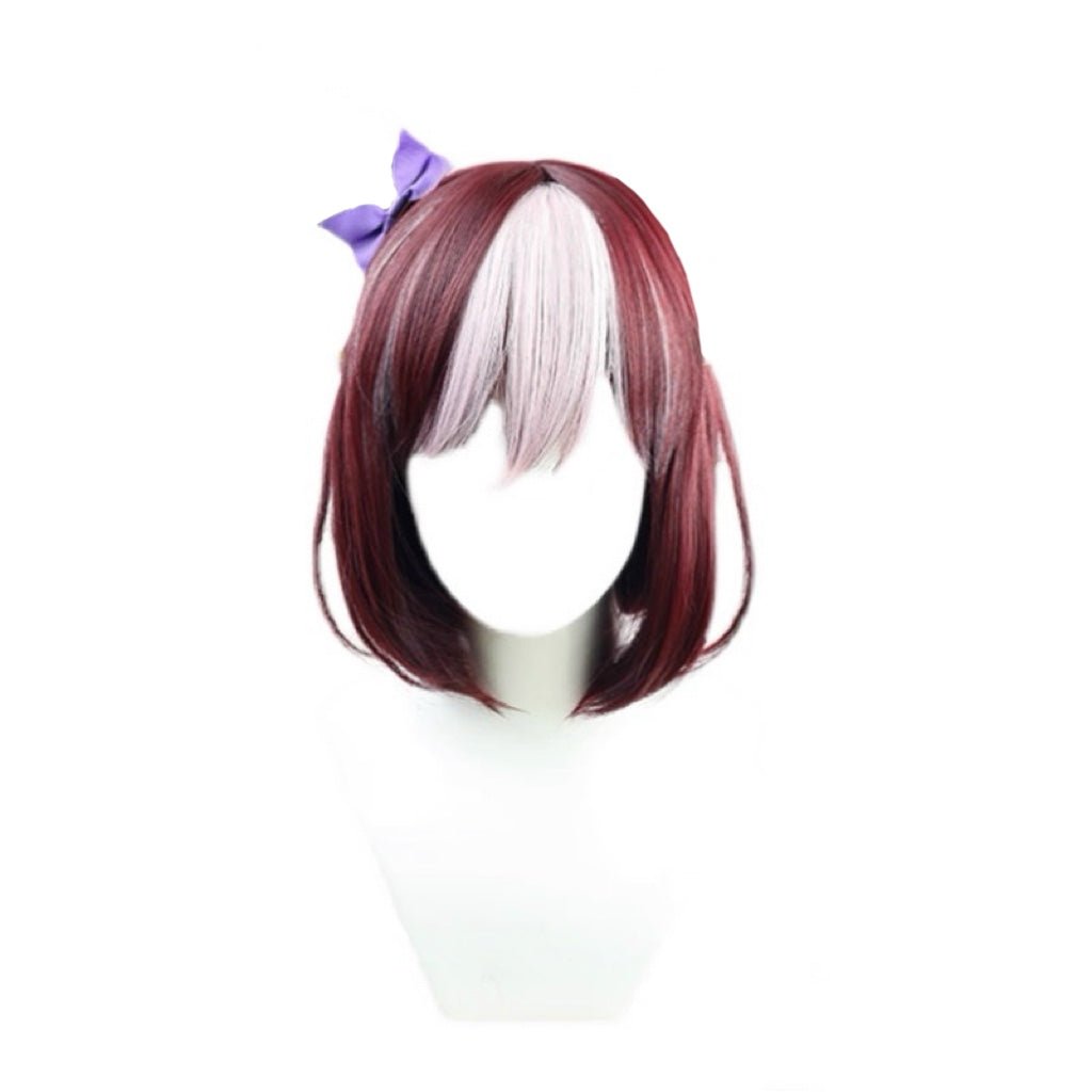 L - email Wig Umamusume:Pretty Derby Special Week Wine red Cosplay Wig And Tail - lemailwigs