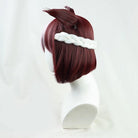 L - email Wig Umamusume:Pretty Derby Special Week Wine red Cosplay Wig And Tail - lemailwigs