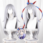 L - email Wig Umamusume:Pretty Derby Tamamo Cross Grey 60cm Cosplay Wig - lemailwigs