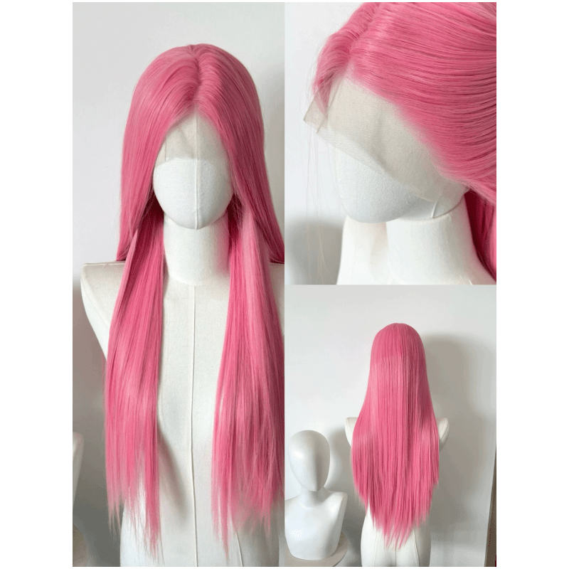 L - email Wig Universal Pink Series 75 - 80cm Long Straight Font Lace Wig - lemailwigs