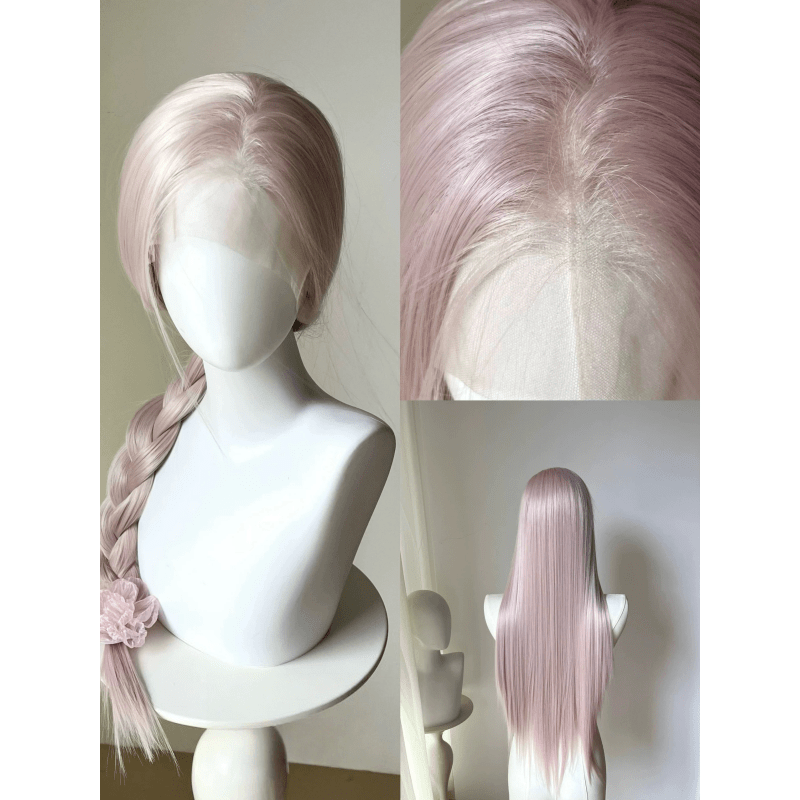 L - email Wig Universal Pink Series 75 - 80cm Long Straight Font Lace Wig - lemailwigs