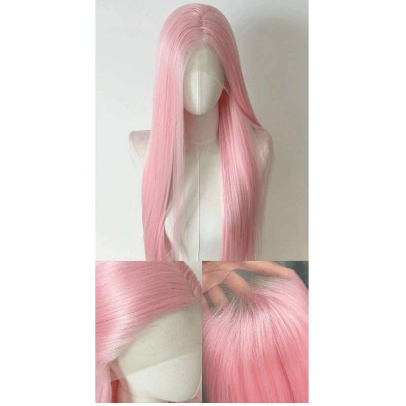 L - email Wig Universal Pink Series 75 - 80cm Long Straight Font Lace Wig - lemailwigs