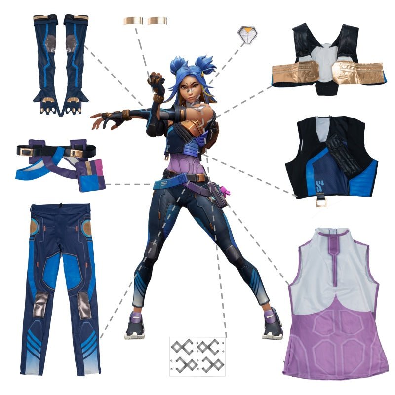 L - email Wig Valorant Neon Cosplay Costume - lemailwigs