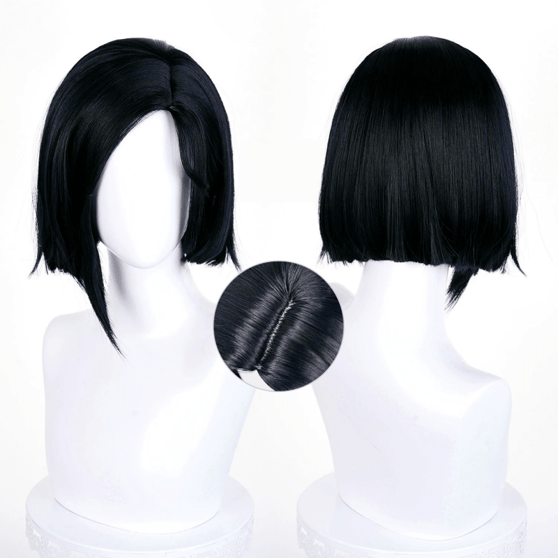 L - email Wig Valorant Viper Black Short Cosplay Wig - lemailwigs