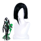 L - email Wig Valorant Viper Black Short Cosplay Wig - lemailwigs