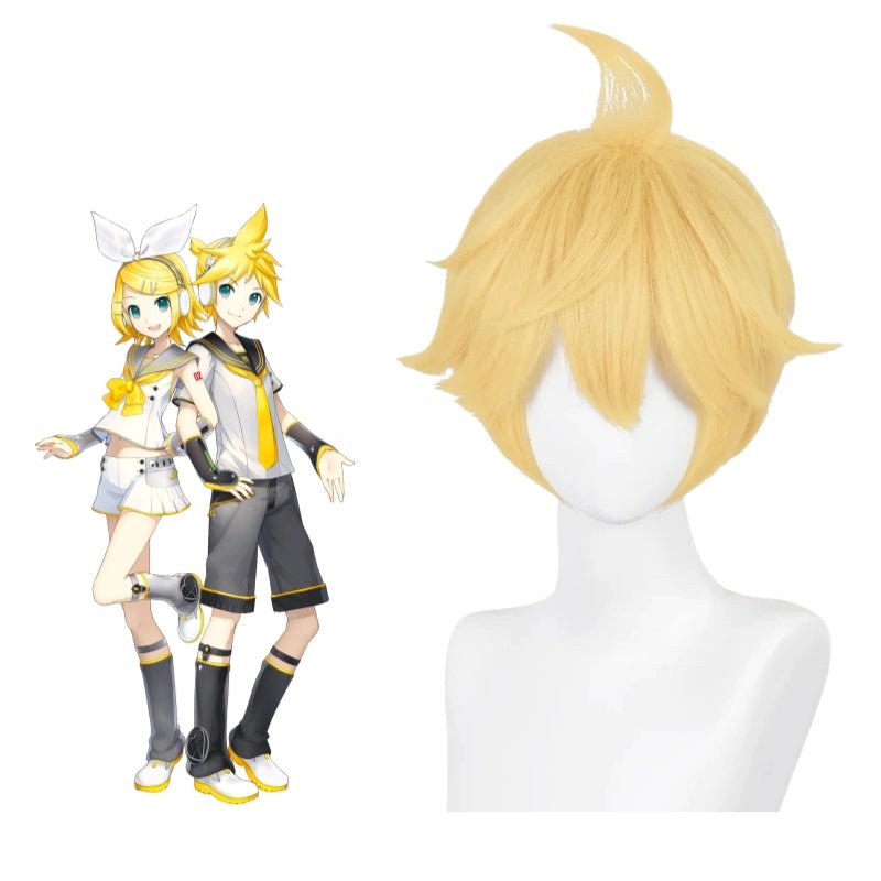 L - email Wig Vocaloid Kagamine Rin/Len Gold Yellow 32cm Halloween Cosplay Wig - lemailwigs