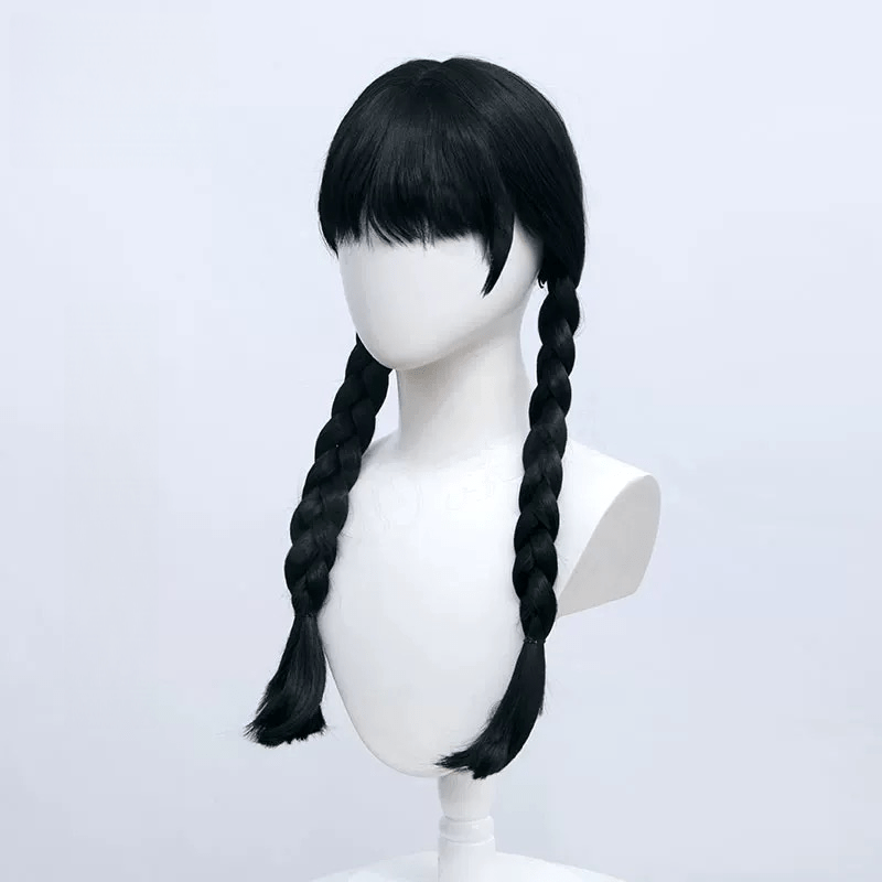 L - email Wig Wednesday Addams Black 65cm Halloween Cosplay Wig - lemailwigs