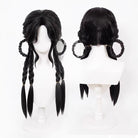 L - email Wig Where Winds Meet Female Young Master Black Double Braids Cosplay Wig - lemailwigs