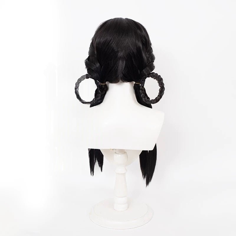 L - email Wig Where Winds Meet Female Young Master Black Double Braids Cosplay Wig - lemailwigs