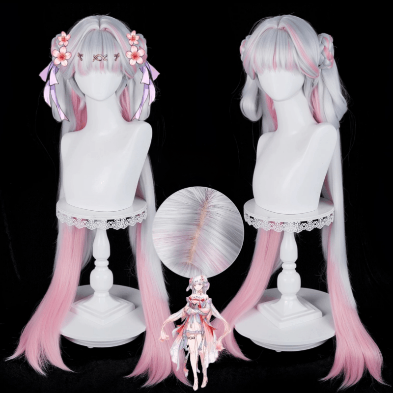 L - email Wig Wuthering Waves Jinhsi Peach Blossom Mixed Colors Long Cosplay Wig - lemailwigs