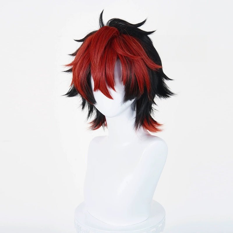 L-email Wig Zenless Zone Zero Komano Manato Black Red 32cm