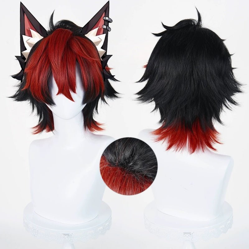 L-email Wig Zenless Zone Zero Komano Manato Black Red 32cm