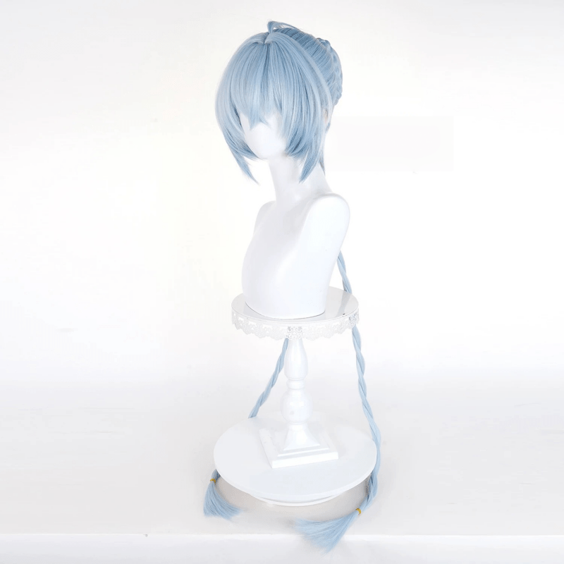 L - email Wig Zenless Zone Zero Lucia Light Blue Long Double Braids Halloween Cosplay Wig - lemailwigs