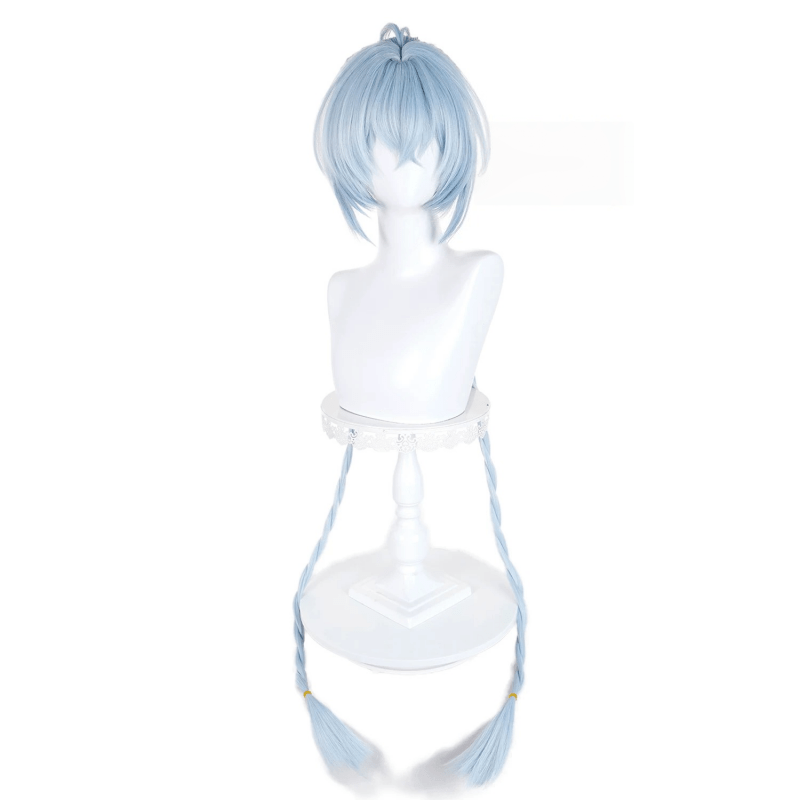 L - email Wig Zenless Zone Zero Lucia Light Blue Long Double Braids Halloween Cosplay Wig - lemailwigs