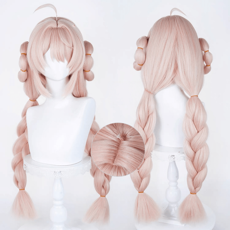L - email Wig Zenless Zone Zero Zhao Pink 85cm Double Braids Cosplay Wig - lemailwigs