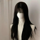 Lemailwig Black Long Straight Air Bangs Front Lace 65cm Wig - lemailwigs