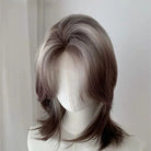 Lemailwig Blonde Brown Mix Gray Black Short Cool Front Lace Wig - lemailwigs