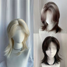 Lemailwig Blonde Brown Mix Gray Black Short Cool Front Lace Wig - lemailwigs