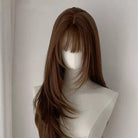 Lemailwig Brown Long Straight Bangs Lace Front 65cm Wig - lemailwigs