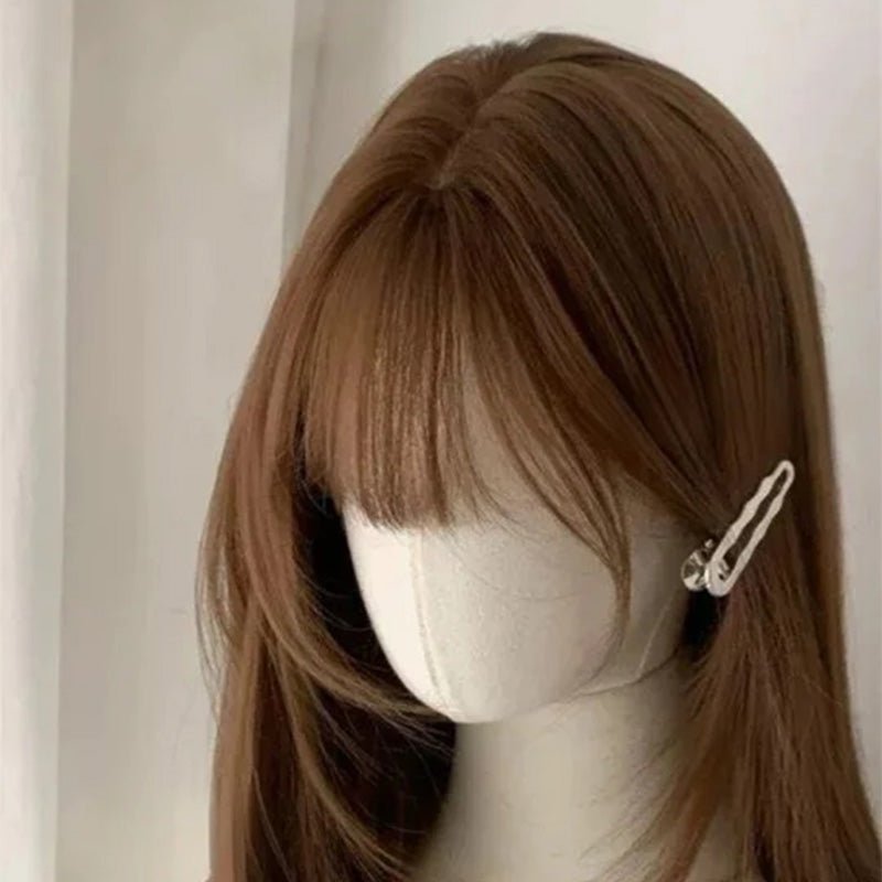 Lemailwig Brown Long Straight Bangs Lace Front 65cm Wig - lemailwigs