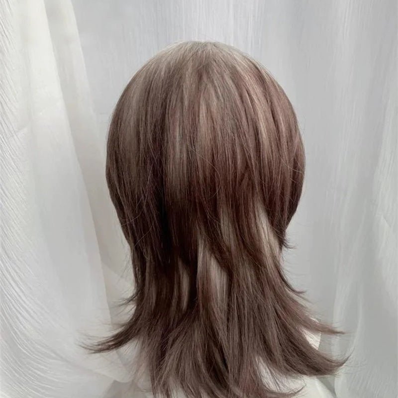 Lemailwig Brown Mix Gray Gradient Short Front Lace 38cm Wig - lemailwigs