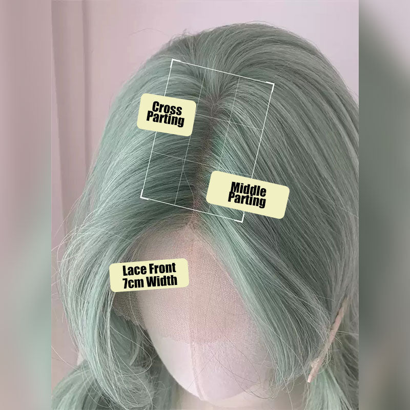 Lemailwig Mint Green Curly Front Lace Wig - lemailwigs