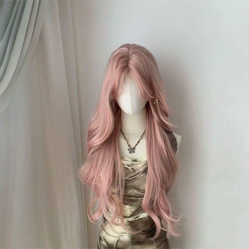 Lemailwig Pink Long Curly Front Lace Wig - lemailwigs