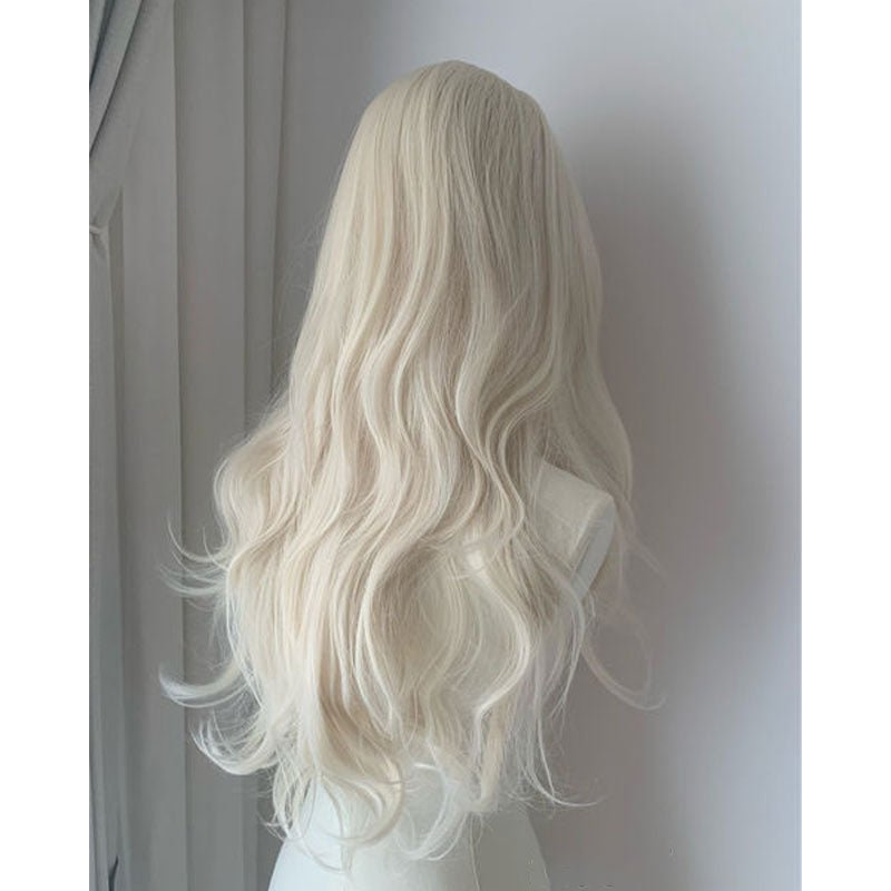 Lemailwig Platinum Blonde Long Curly Front Lace Wig - lemailwigs