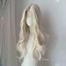 Lemailwig Platinum Blonde Long Curly Front Lace Wig - lemailwigs