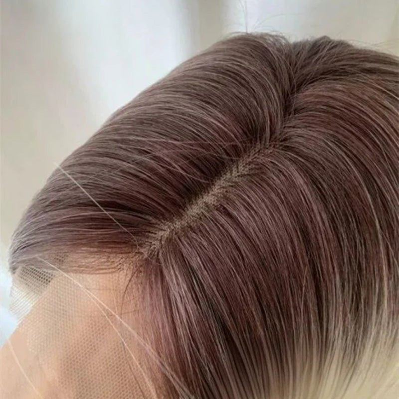 Lemailwig White Mix Black Gradient Straight Long Front Lace 65cm Wig - lemailwigs