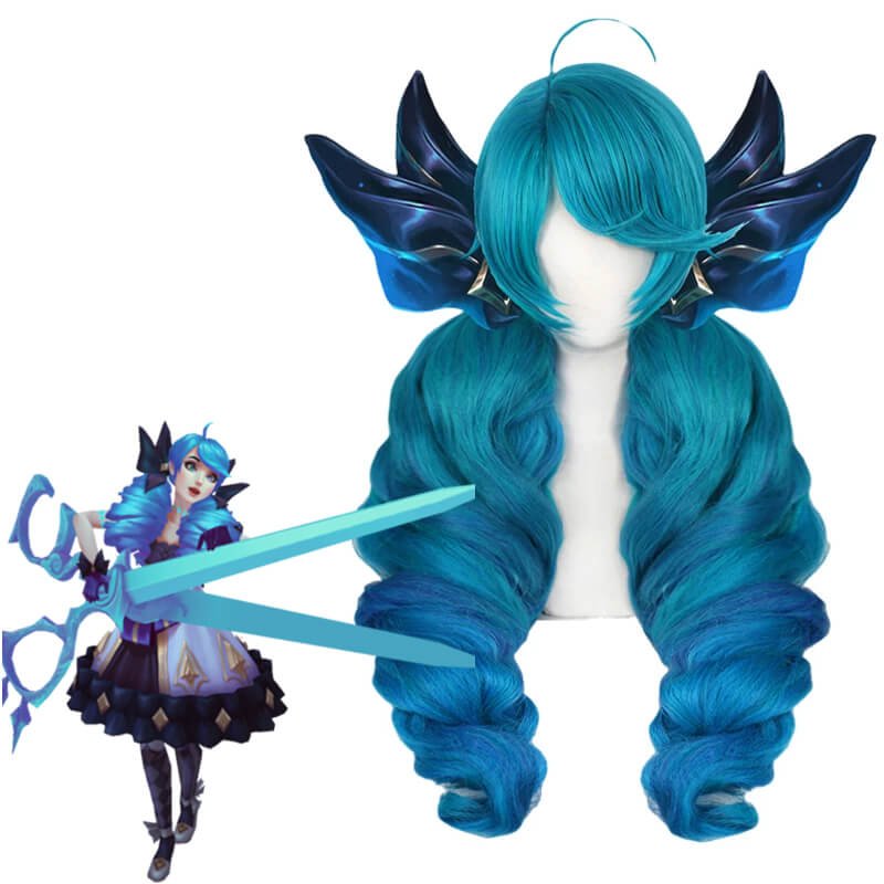 LOL Gwen Long Gradient Blue Ponytail Cosplay Wigs - lemailwigs